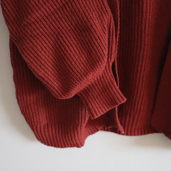 Debut Womens Sz S Red Open Front Light Knit Comfy Bell Sleeve Cardigan Sweater - Picture 5 of 10